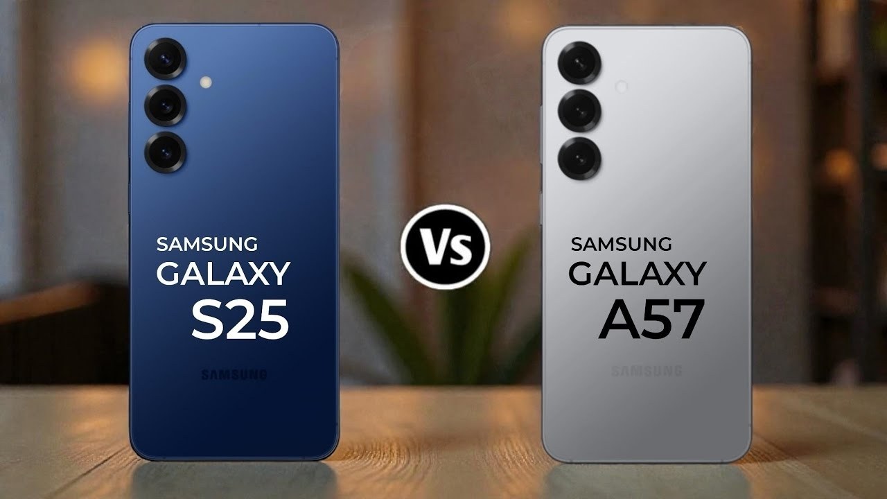 Samsung Galaxy S25 ও Samsung Galaxy A57 পাশাপাশি Compare করা রিয়ার ডিজাইন ও ট্রিপল ক্যামেরা সেটআপ
