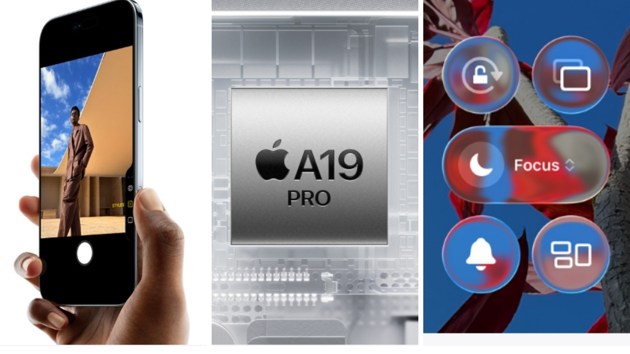 iPhone Air camera preview, Apple A19 Pro chipset, and iOS Focus mode features showed