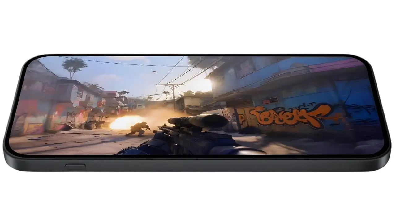 OnePlus Nord 6 - A shooter displayed on a Smartphone